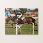 Show springpaard en rijder 2 legpuzzel (Horizontaal)