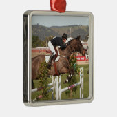 Show springpaard en rijder metalen ornament (Rechts)