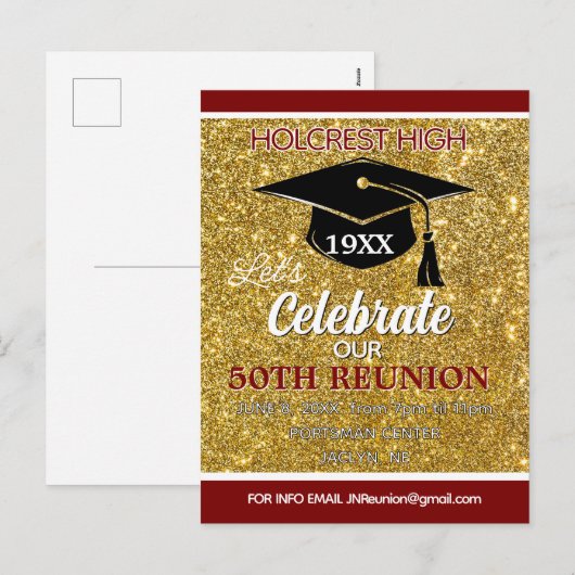 Show stopper Class Reunion invitation post card Feestdagenkaart (Voorkant / Achterkant)