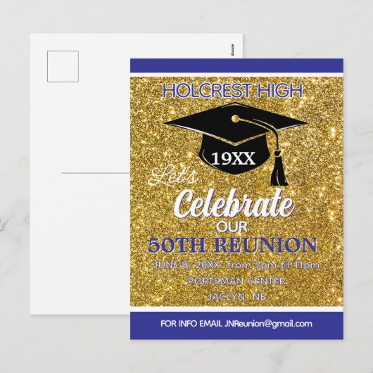 Show stopper Class Reunion invitation post card Feestdagenkaart (Voorkant / Achterkant)