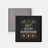-show Supervisor Kersttrui Funny Ugly Xmas Magneet (Voorkant / Achterkant)