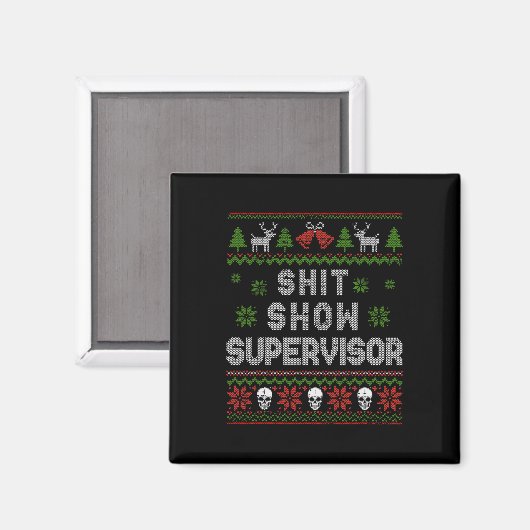 -show Supervisor Kersttrui Funny Ugly Xmas Magneet (Voorkant / Achterkant)