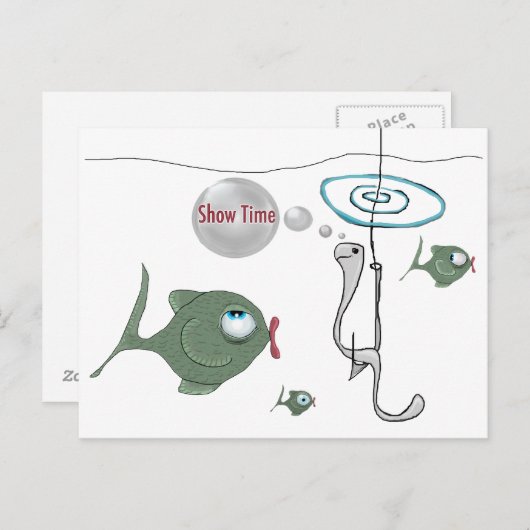 "Show Time" Funny Fish Briefkaart (Voorkant / Achterkant)
