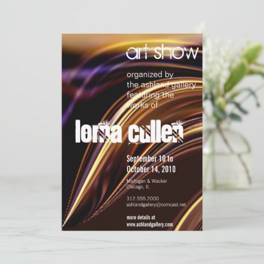 show-uitnodiging voor smeltkunst kaart (Staand voorkant)