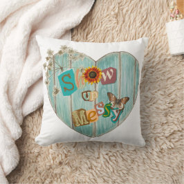 Show Up Messy Heart Boho Sierkussen