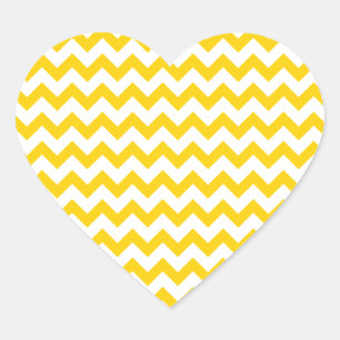 Show Uw liefde: Canarische Geel-witte zigzag Chevr Hart Sticker