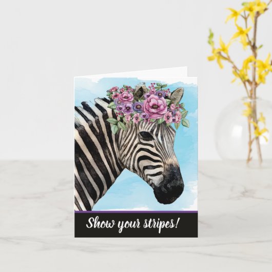 Show Uw Stripes Zelden Zelden Zebra van Ziektebewu Kaart (Gele Bloem)