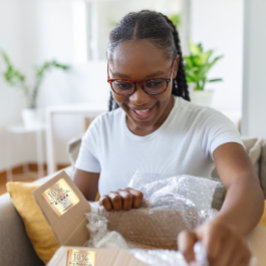 Show uw waardering met 10% korting QR Code Faux Vierkante Sticker