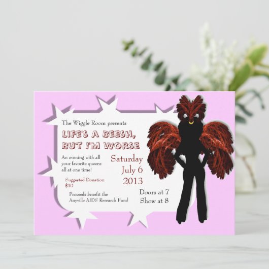 Show Veelzijdige Queen Custom Drag Invitae Kaart (Staand voorkant)