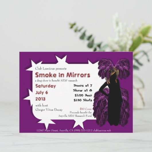 Show Veelzijdige Queen Custom Drag Invitae Kaart (Staand voorkant)