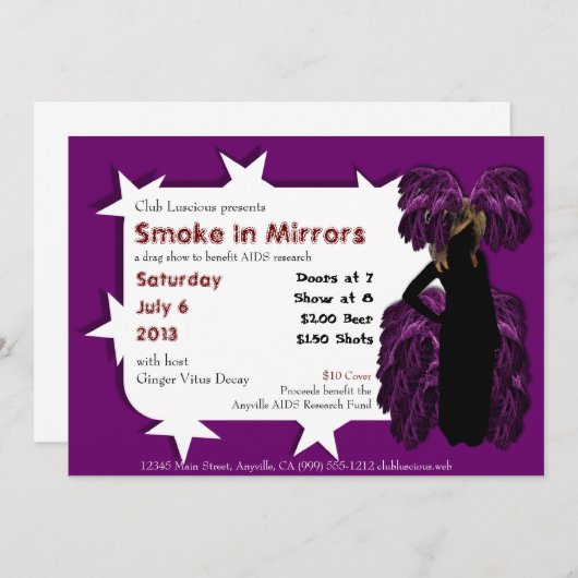 Show Veelzijdige Queen Custom Drag Invitae Kaart (Voorkant / Achterkant)