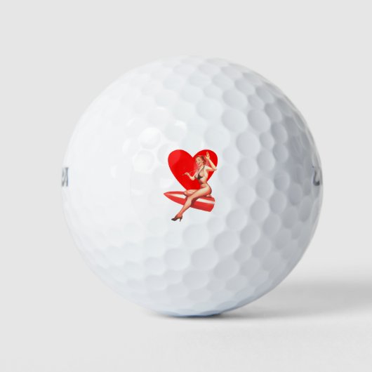 Show voor roodkopvrouw golfballen (Voorkant)
