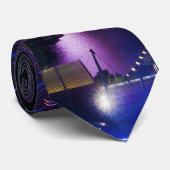 Show vuurwerk in Boat Quay Singapore City Skyline Stropdas (Opgerold)