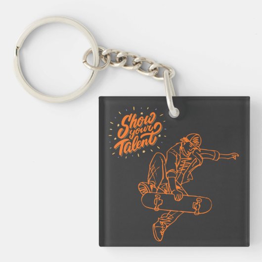  Show Your Talent Skateboarding Trick Art Sleutelhanger (voorkant)