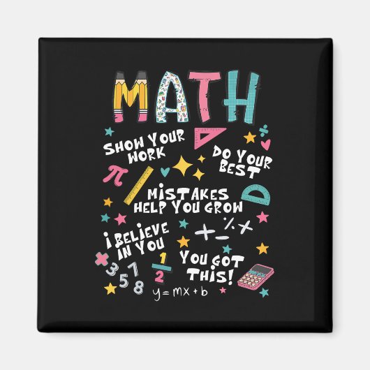 Show Your Work Funny Math Teacher First Day Back T Magneet (Voorkant)