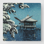 Showa Era, winter door Tsuchiya Koitsu Vierkante Klok (Voorkant)