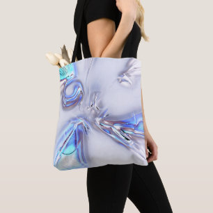 Showblue vlekken die zilvermetaal of waterig zijn tote bag