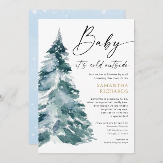 Showby Mail blue boy winter baby shower Kaart (Voorkant / Achterkant)