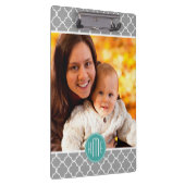 Showcase Your Photo Grey Quatrefoil Mint Monogram Klembord (Rechts)