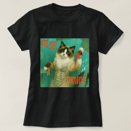 Showcat Diva Kat Meme Y2K Glam Fun T-shirt (Design voorkant)
