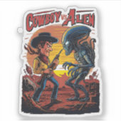 Showdown bij Sundown - Cowboy vs. Alien Sticker (Voorkant)