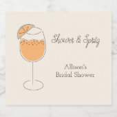 Shower and Spritz Bubbly Cocktail Bridal Shower Sparkling Wijnetiket (Enkel label)