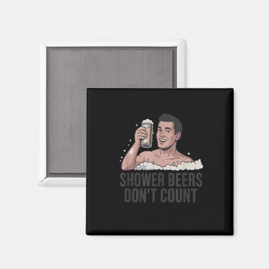 Shower Beers Don’t Count Funny Beer Lover Retro  Magneet (Voorkant / Achterkant)