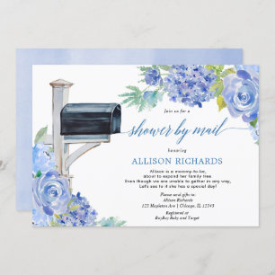 Shower by mail blue white floral boy baby shower kaart