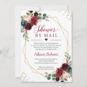 Shower by Mail Burgundy Navy Floral Gold Geometric Kaart (Voorkant)
