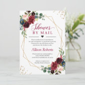 Shower by Mail Burgundy Navy Floral Gold Geometric Kaart (Staand voorkant)