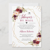 Shower by Mail Burgundy Red Floral Gold Geometric Kaart (Voorkant)