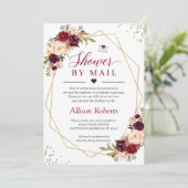 Shower by Mail Burgundy Red Floral Gold Geometric Kaart (Staand voorkant)