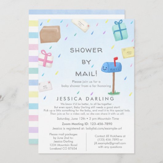 Shower by Mail Cute Baby shower Invitation Kaart (Voorkant / Achterkant)