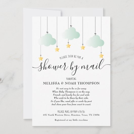 Shower by Mail Long Distance Neutral Green Baby Kaart (Voorkant)