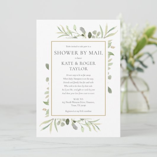 Shower by Mail Long Distance Sprinkle Greenery Kaart (Staand voorkant)