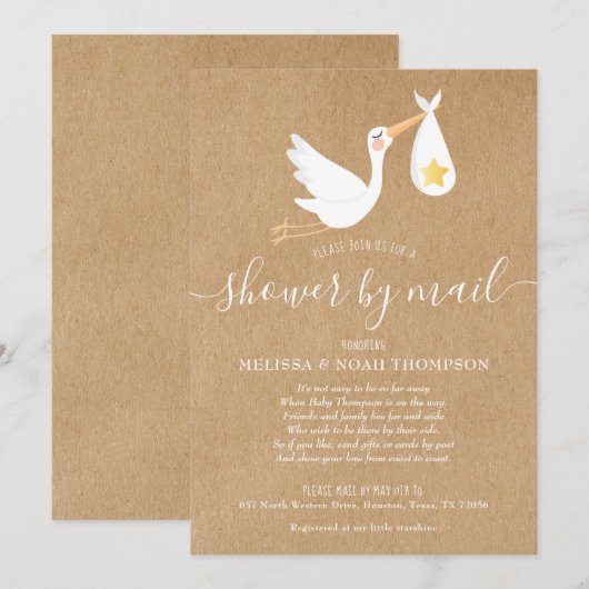 Shower by Mail Long Distance Sprinkle Rustic Kaart (Voorkant / Achterkant)