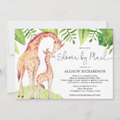 Shower by Mail mamma and baby giraffe waterverf Kaart (Voorkant)