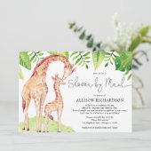 Shower by Mail mamma and baby giraffe waterverf Kaart (Staand voorkant)