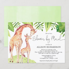 Shower by Mail mamma and baby giraffe waterverf Kaart