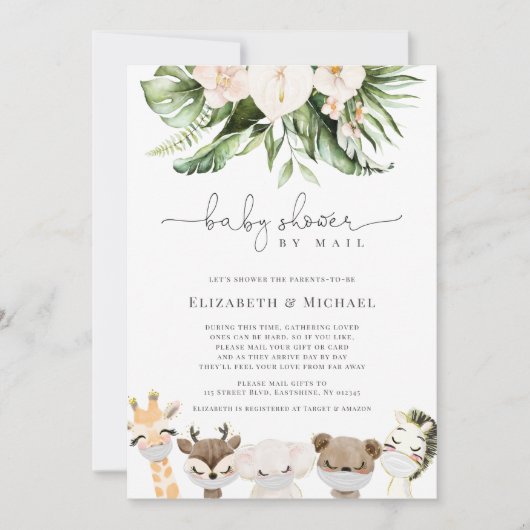 Shower by Mail Mask Baby Safari Animals Kaart (Voorkant)