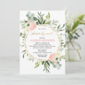 Shower by mail roze Gold Greenery baby shower Kaart (Staand voorkant)