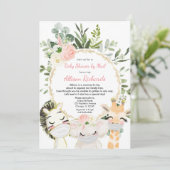 Shower by mail roze greenery gold baby shower kaart (Staand voorkant)