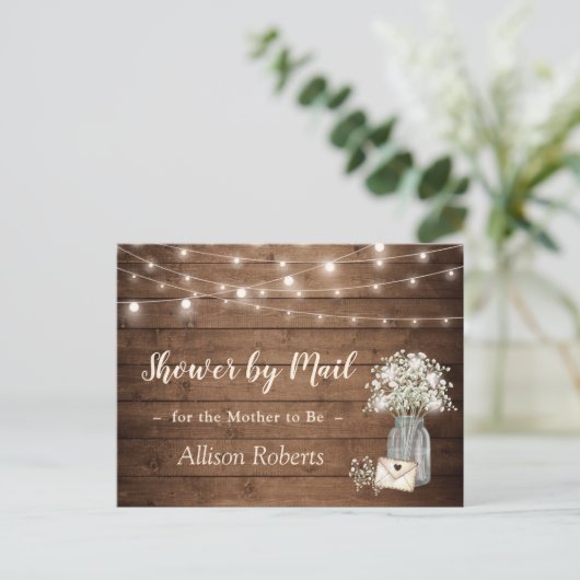 Shower by Mail Rustic Baby's Breath String Lights Briefkaart (Staand voorkant)