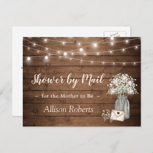 Shower by Mail Rustic Baby's Breath String Lights Briefkaart (Voorkant / Achterkant)