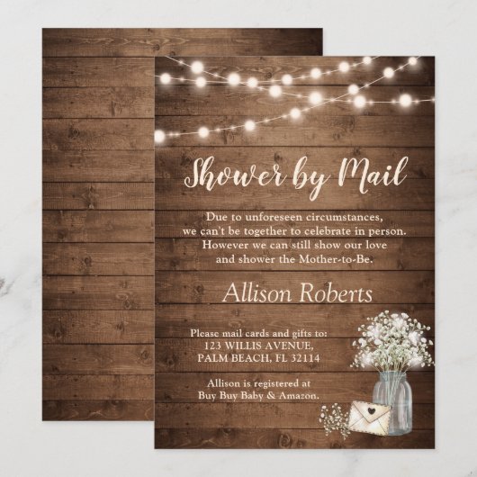 Shower by Mail Rustic Baby's Breath String Lights Kaart (Voorkant / Achterkant)