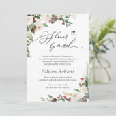 Shower by Mail Script Rustic Winter Floral Leaves Kaart (Staand voorkant)