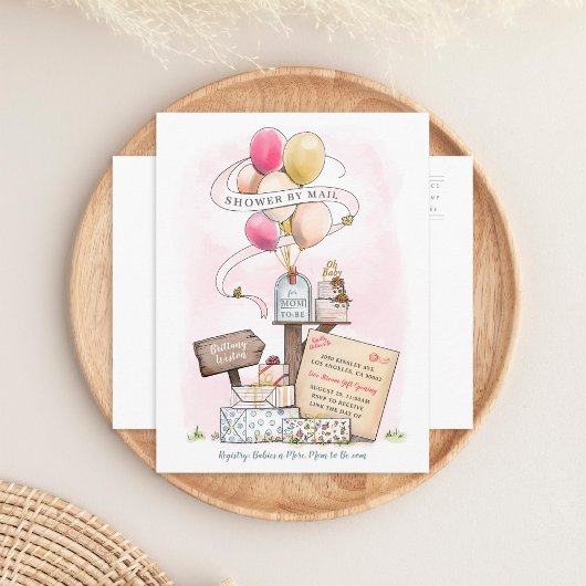 Shower by Mail Virtual Baby shower Balloon Mailbox Uitnodiging Briefkaart