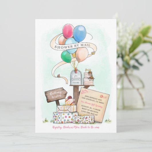 Shower by Mail Virtual Vrijgezellenfeest Mailbox Kaart (Staand voorkant)