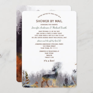 Shower by Mail WatercolorForest Woodland Deer Baby Kaart