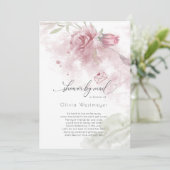 Shower by Mail Waterverf Dusty Roos Pink Flowers Kaart (Staand voorkant)